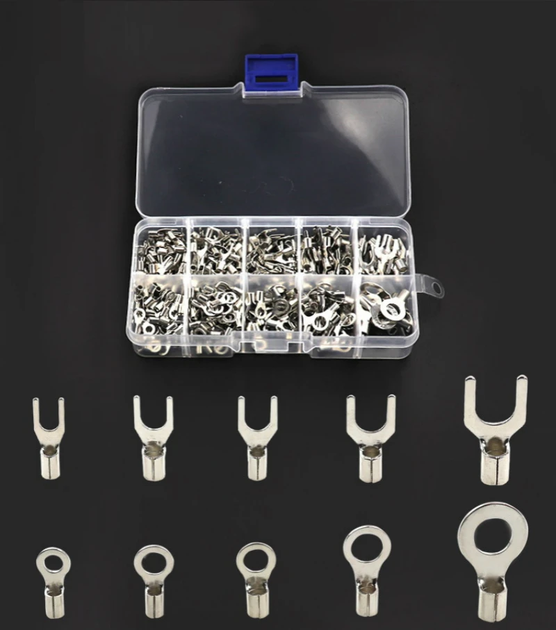 320Pcs Boxed Terminal Connector Cold Pressed OT/UT Crimp Terminals Copper Nose Wiring Fork Set