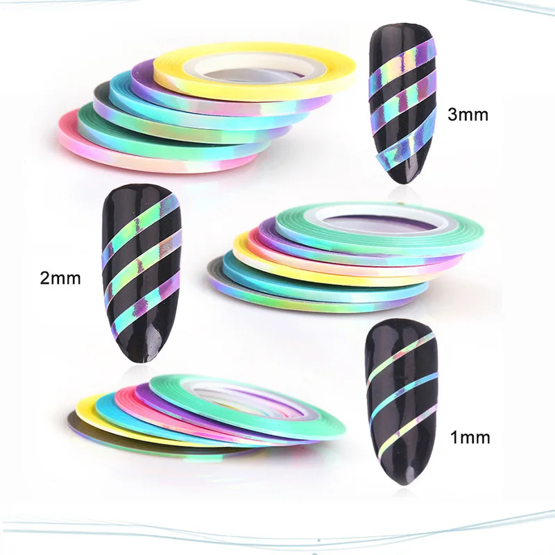 6 Colors 1/2/3mm Mixed Colors Rolls Striping Tape Line Nail Art Decoration Sticker DIY Nail Tip 3D Strips Liner Tape For Polish