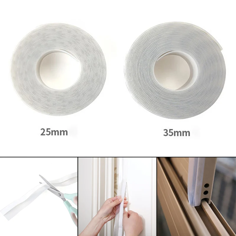 Simple Transparent Weatherstrip Draft Stopper Frameless Window Sliding Door Seals Silicon Rubber Dust Insect Door Strip 5M