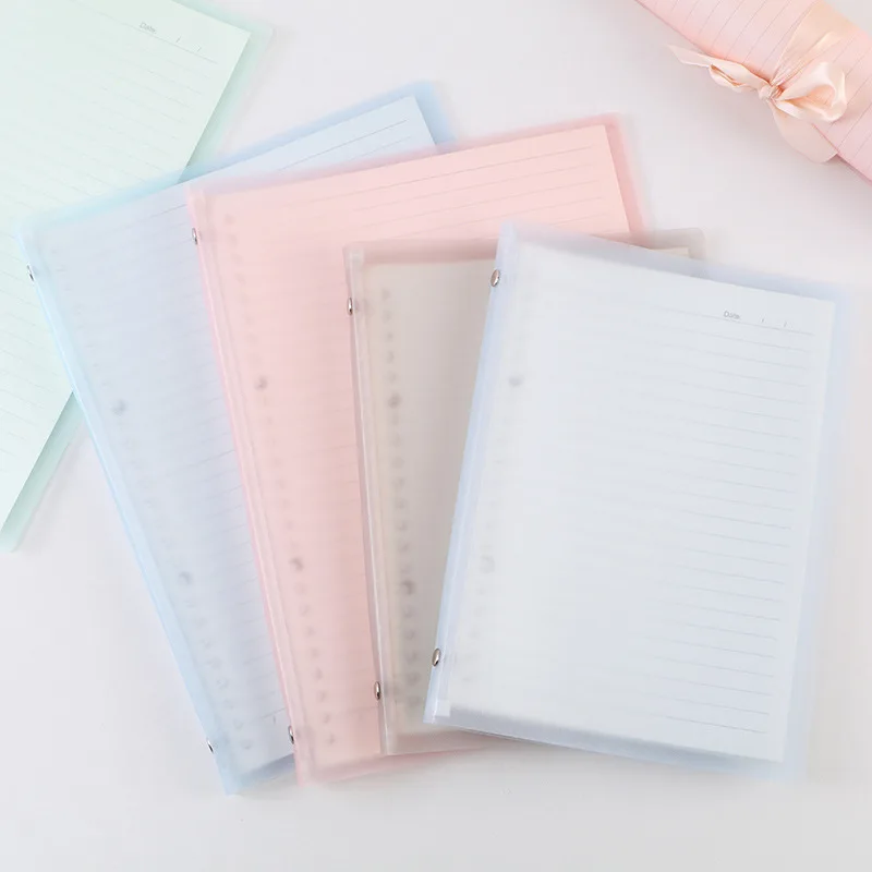 A5 B5 Transparent Loose-leaf Notebook 20 Rings Loose Leaf Binder Flexible 30 Sheets Grid Line Paper Notebook Notepad