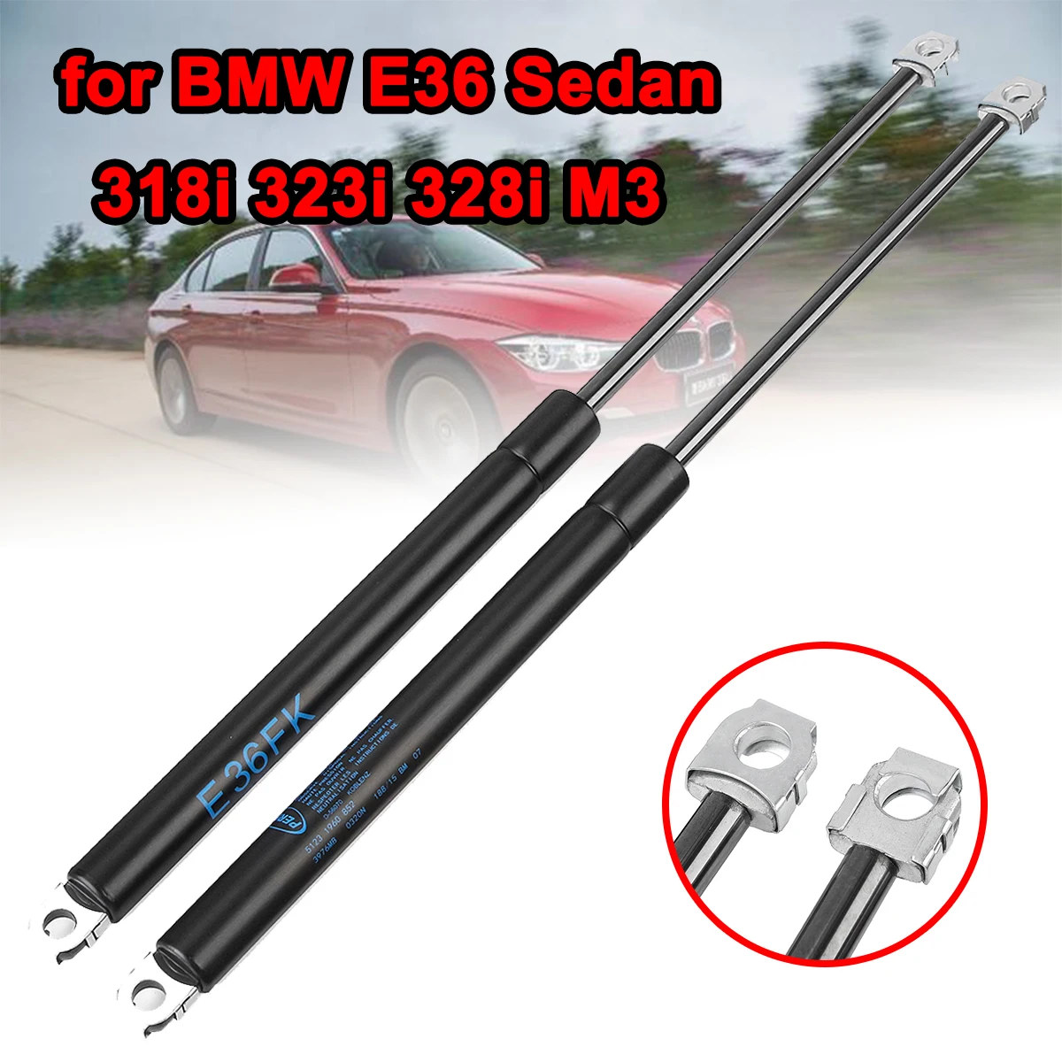 2pcs Car Bonnet Hood Lift Supports Props Rod Arm Gas Springs Shock Struts For BMW E36 Sedan 318i 323i 328i M3 Car Accessories