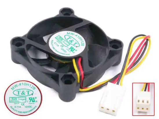 

T&T MW-410H12B DC 12V 0.11A 40x40x10mm 3-Wire Server Cooling Fan