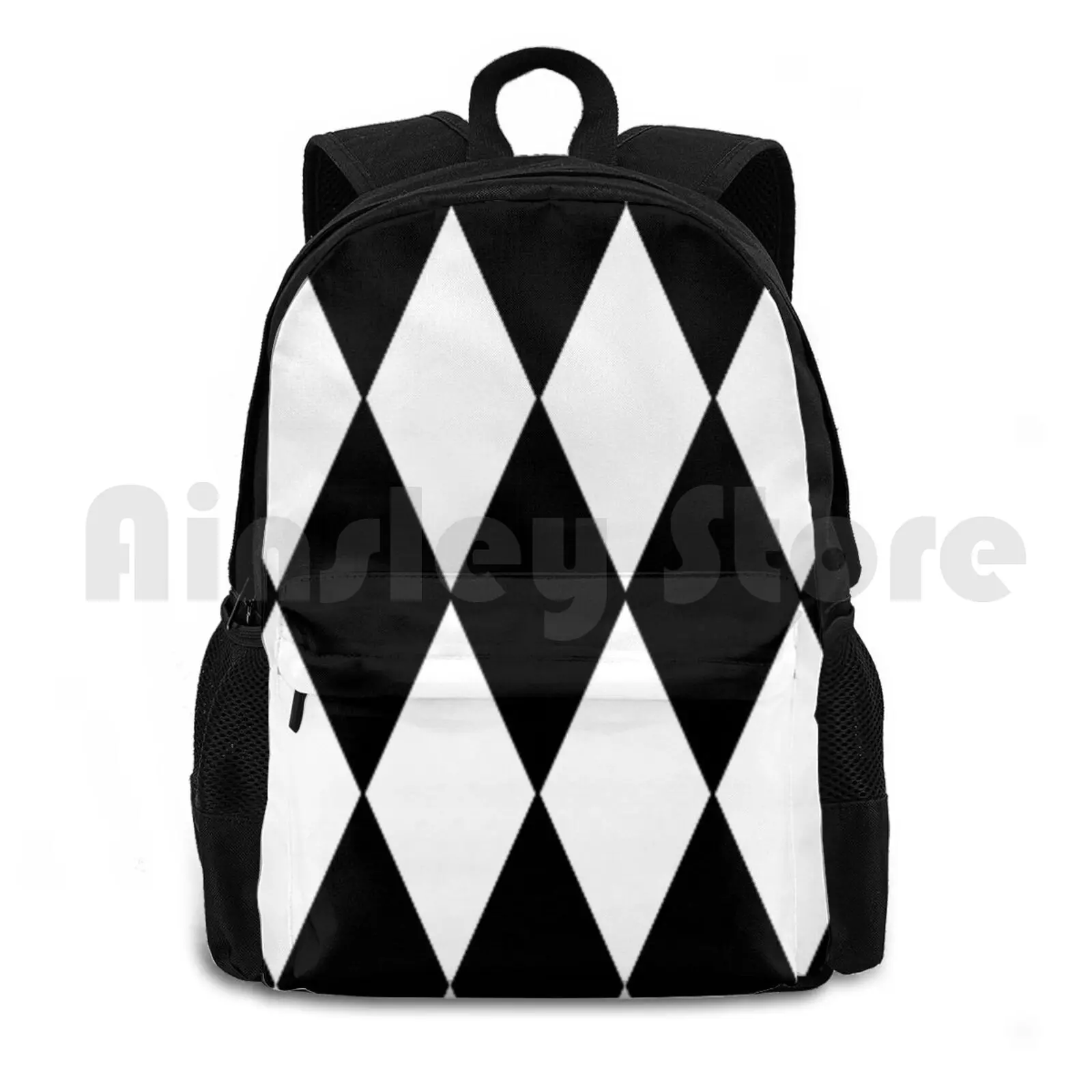 Large Black And White-Diamond-Argyle Pattern Designed For Home Decor And Clothing Outdoor Hiking Backpack Riding Climbing