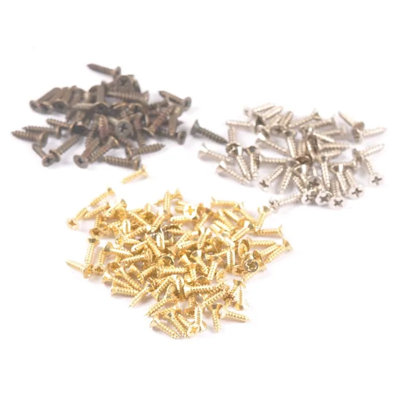 100PCS เงิน/ทอง/Bronze แบนหัวสกรูช่างไม้สกรูขนาดเล็กเฟอร์นิเจอร์ไม้กล่องอุปกรณ์ฮาร์ดแวร์ Cp2421