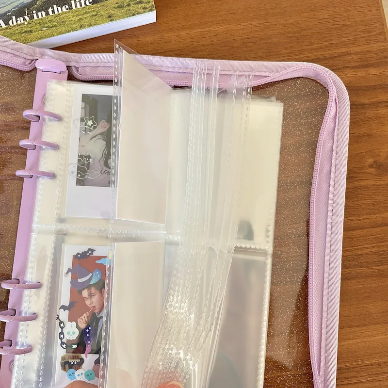 SKYSONIC Full Set A5 Zipper Loose Leaf Collect Book + 25pcs Bags Organizer Diary Bullet Transparent PVC Photo Album