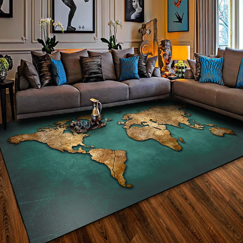 

World Map Large Carpet Kids Room Play Area Rugs Baby Game Crawling Floor Mat Home Decorative Big Carpets for Living Room Bedroom