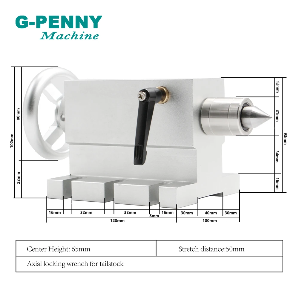 4 Jaw 100mm 4th Axis with Nema23 stepper motor Gapless harmonic gearbox reducer A axis + Tailstock for CNC woodworking machine!