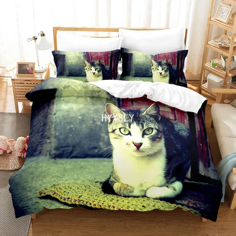 Cats and Butterfly Custom Print Duvet Cover Set Kids Boy Girl Bedding Set 3D Digital Bed Linen 2-3 Pieces Quilt Cover Pillowcase