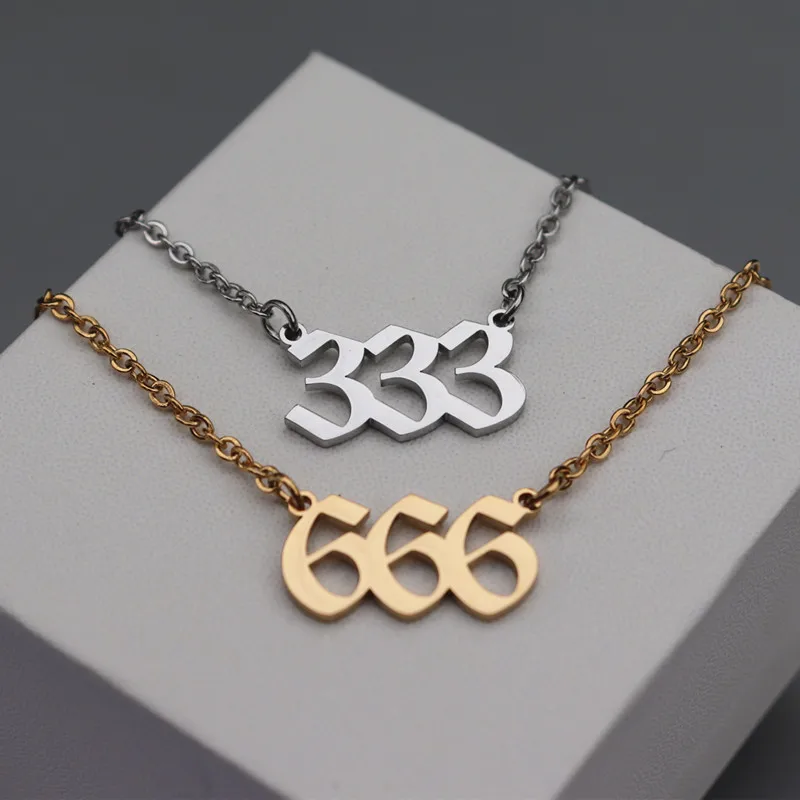 444 666 Angel Number Pendant Necklace For Women Stainless Steel Jewelry 222  Lucky Number Necklace Mothers Day Gift