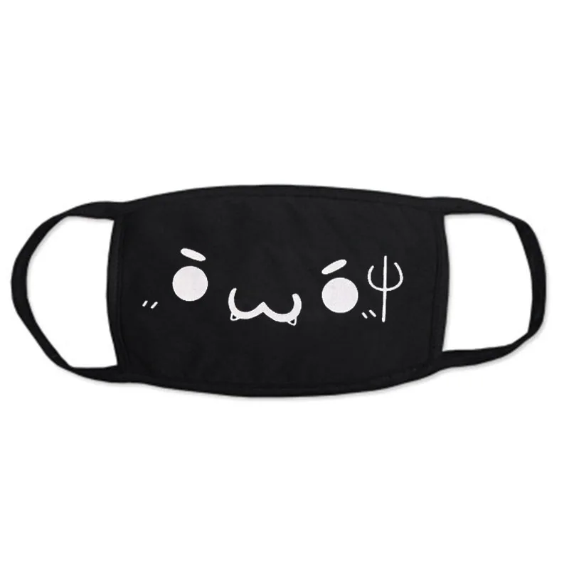 Masque facial drôle d\'ours de bande dessinée, masque de gril d\'anime de Kpop, lavable et réutilisable, noir