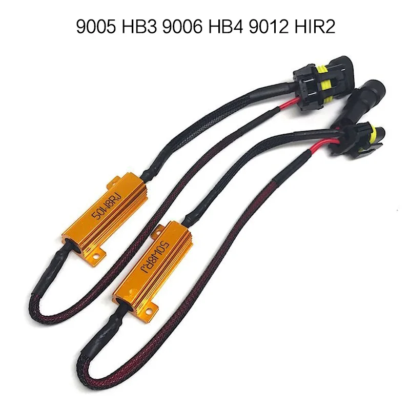 2pcs 50W H1 H3 H7 H11 H4 h10 Car Load Resistor Error Canceller LED Decoder Canbus Free Wiring Canceller Decoder Light h4