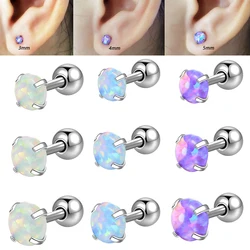 1PC 361L Surgical Steel Opal Tragus Cartilage Earring 16g End Ball Cz Gem Round Tragus Cartilage Earring Piercing Body Jewelry