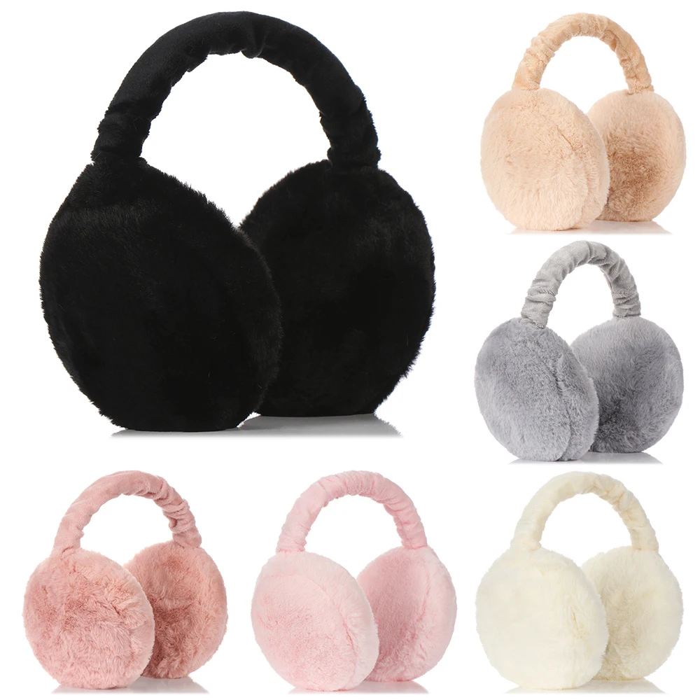 Orejeras cálidas de felpa suave para hombres y mujeres, orejeras de Color sólido, protección contra el frío al aire libre, cubierta para los oídos, moda de invierno