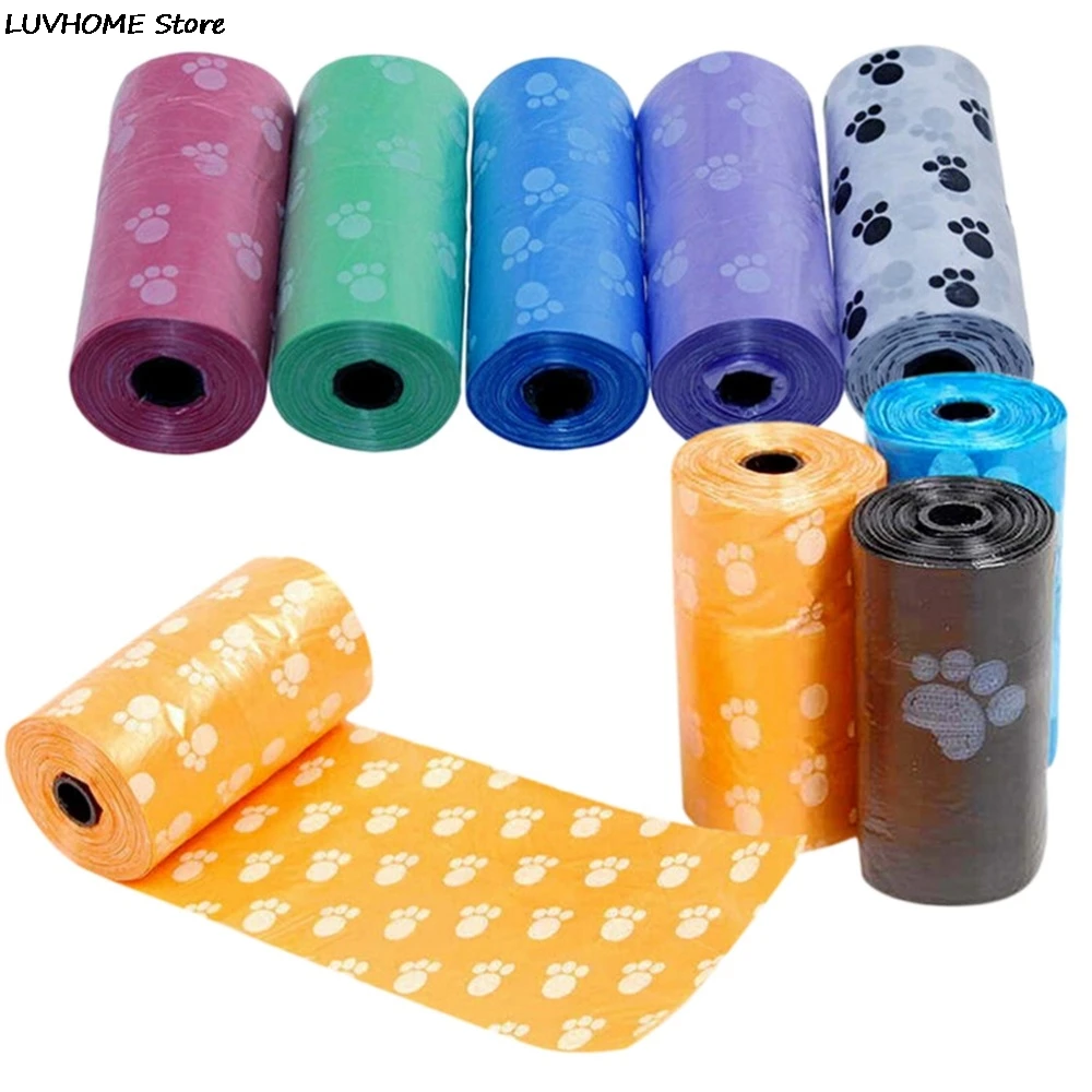 1 Roll Degradable Pet Dog Waste Poop Bag With Printing Doggy Bag For Cat Dog