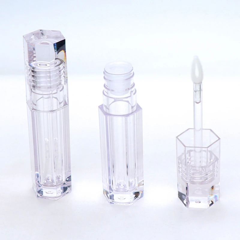 10pcs/lot 6.8ML hexagonal Empty Lipstick Tubes hexagon Transparent Lip Gloss Tubes 4 sytles Wand Tubes Clear bottles C706