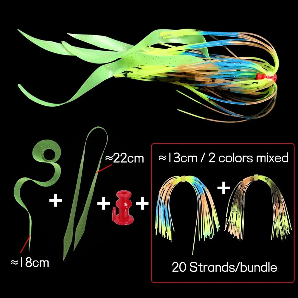 WIFREO 5PCS Silicone Skirts Trailer SpinnerBait Buzzbait Squid Rubber Jig Lure Baits  Saltwater Fishing Lures Accessories