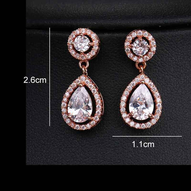 Floralbride Trendy  Anti-allergic Girl Fashion Cubic Zircon Earring WaterDrop CZ Earring Women Dangle Bridal Wedding Earring