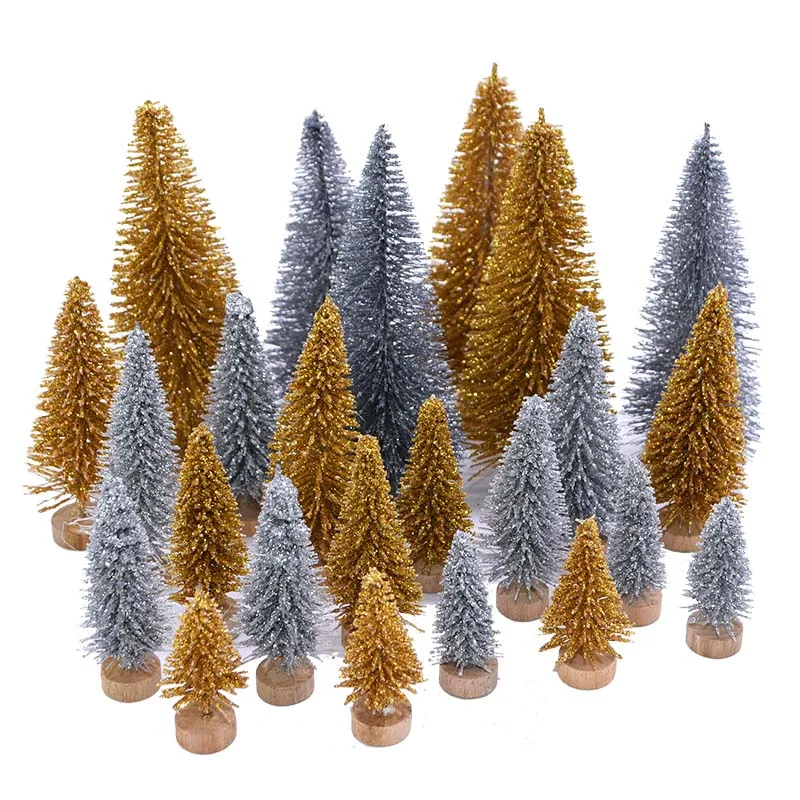 6.5cm to 16cm Small Decorated Christmas Tree Fake Pine Tree Mini Artificial Christmas Tree Santa Snow Home Decoration