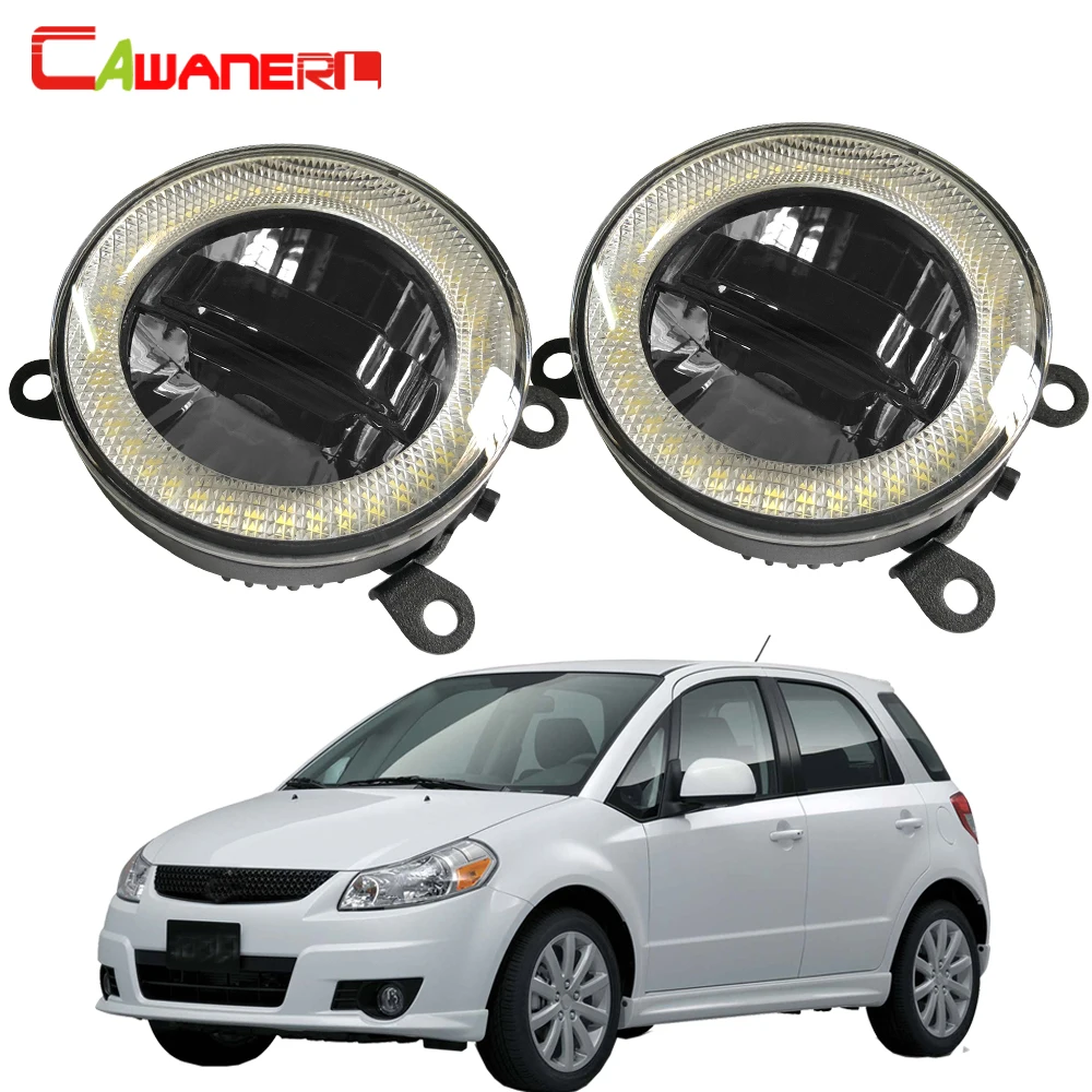 

Cawanerl 2 X Car LED Light Kit Front Fog Light DRL Daytime Running Lamp Angel Eye 3000LM 12V For Suzuki SX4 (EY, GY) 2006-2014