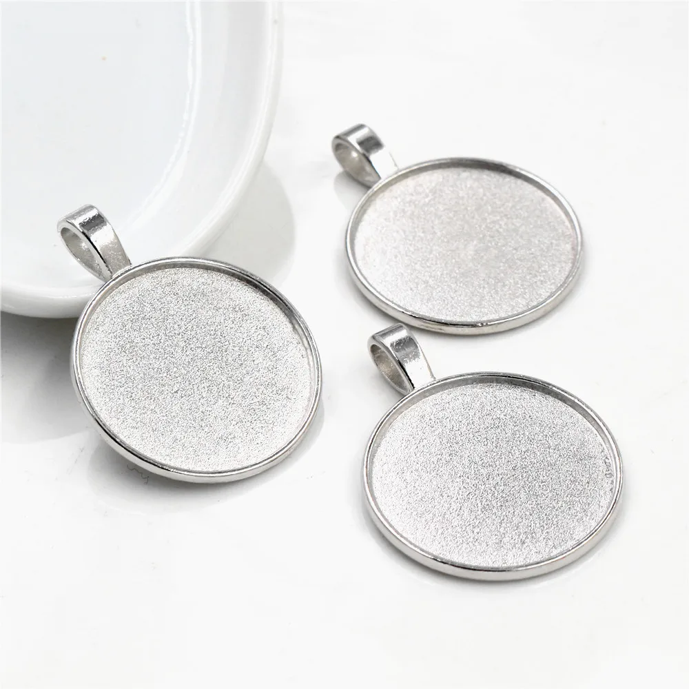 

New Fashion 10pcs 25mm Inner Size Rhodium Colors Classic Simple Style Cabochon Base Setting Charms Pendant (A4-39)