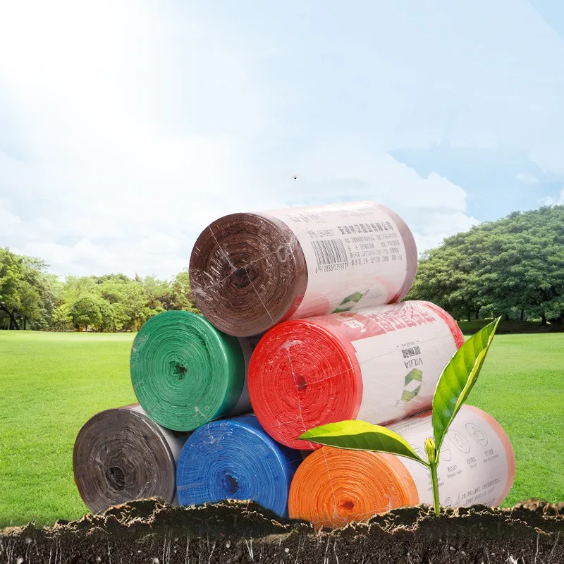 2Rolls(2*30pcs) Degradable starch based garbage bags community four color classification thickened garbage bags