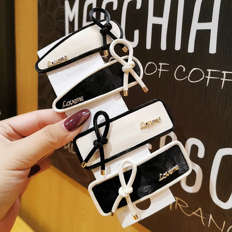 

New Fashion Hair Side Clips Girls PU Leather Barrettes Handmade Geometric BB Hairpins Elegant Jewelry Accessories For Women