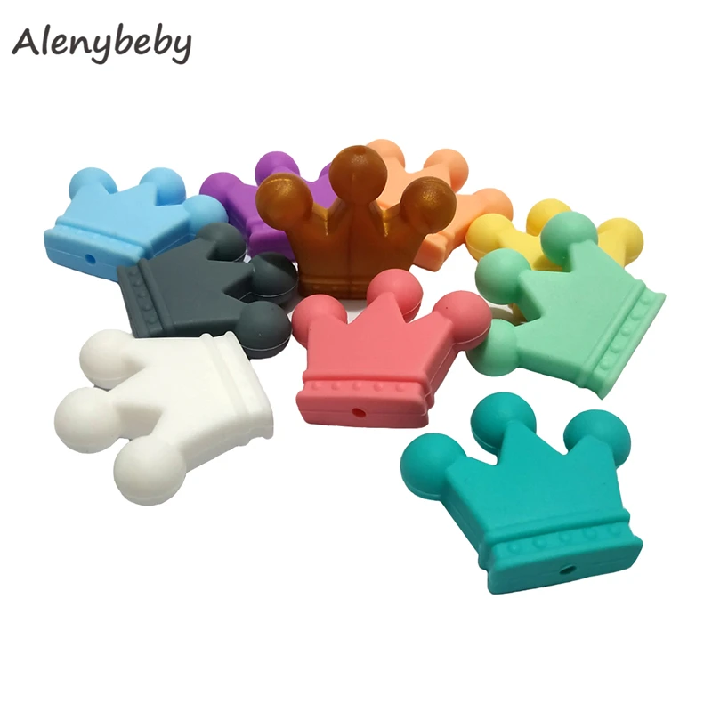 Silicone Crown Beads Teether Baby Teething Toys BPA Free Food Grade Pearls Beads Nursing Gifts DIY Silicone Necklace Baby Gift