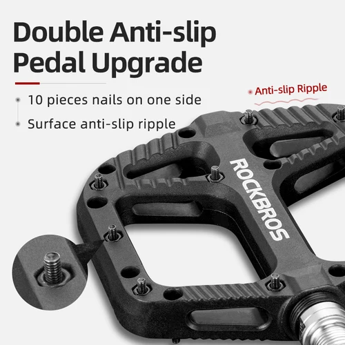 Imagen 2 del producto ROCKBROS-Pedales de bicicleta ultraligeros para bicicleta, accesorio de ciclismo de montaña y carretera, con sello, de nailon de plataforma plana