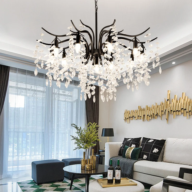 

Nordic Black LED Chandeliers Lighting modern home decor Living Dining room Kitchen Bedroom light lustre cristal hanging lamp