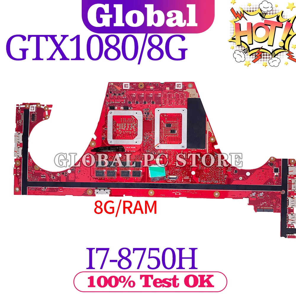 Imagem -02 - Kefu-notebook Mainboard para Asus Rog Zephyrus Gx501 Gx501gi Laptop Motherboard i7 8ª Geração 8g-ram Gtx10808g Placa Principal