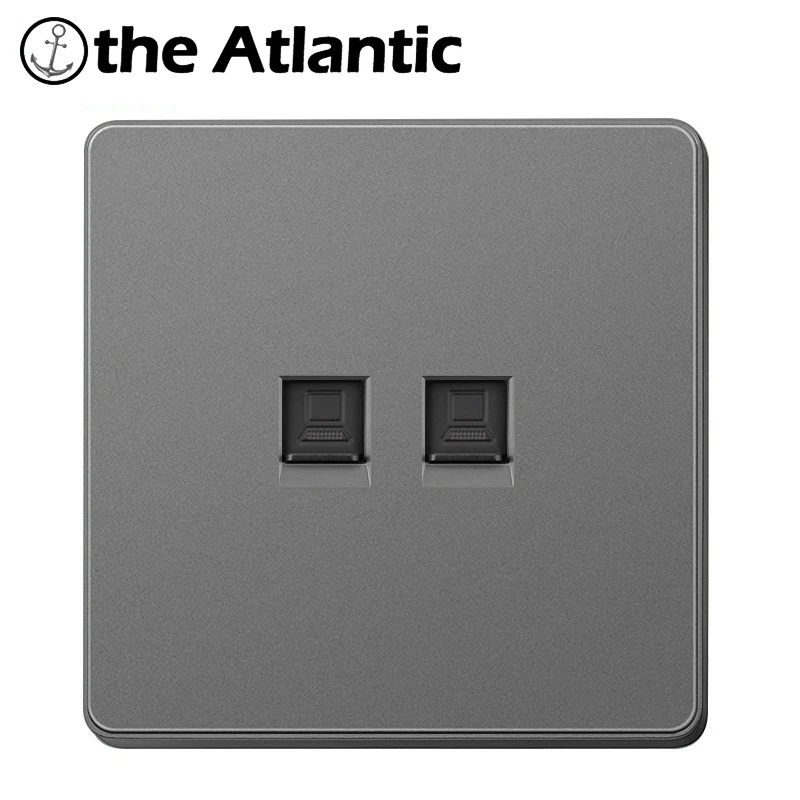 PC Data Female Jack Outlet Gray Plastic FrameTV Signal RJ45 Telephone Computer Data Satellite Cable Household Wall Socket