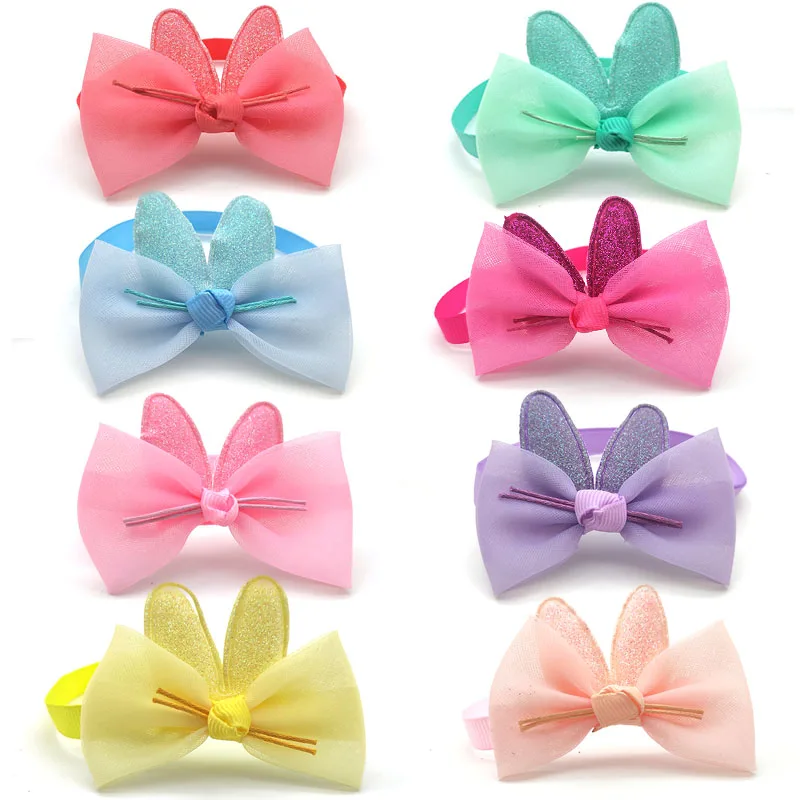 50/100 Pc Puppy Dog Accessories Cute Rabbit Pet Dog Cat Bowties Adjustable Puppy Dog Collar Bow Tie Necktie Dog Supplies Dog Bow