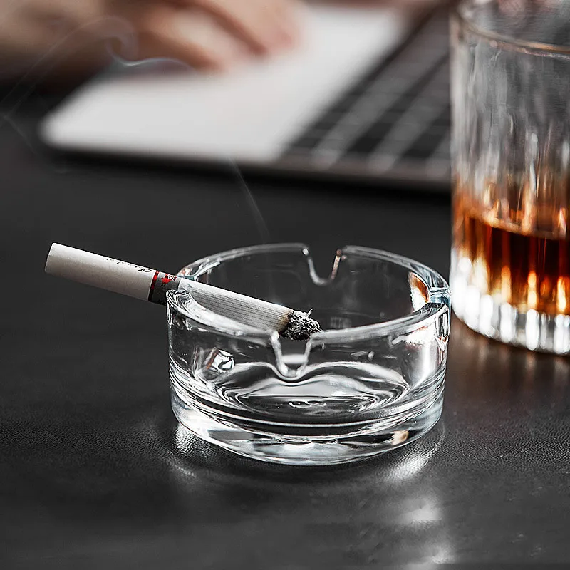 Lead-free Glass Ashtray MiniAsh Holder Clear Cigarette Ash Holder 70MM Smoking Accessories Hotel Home Table Decoration For Woman