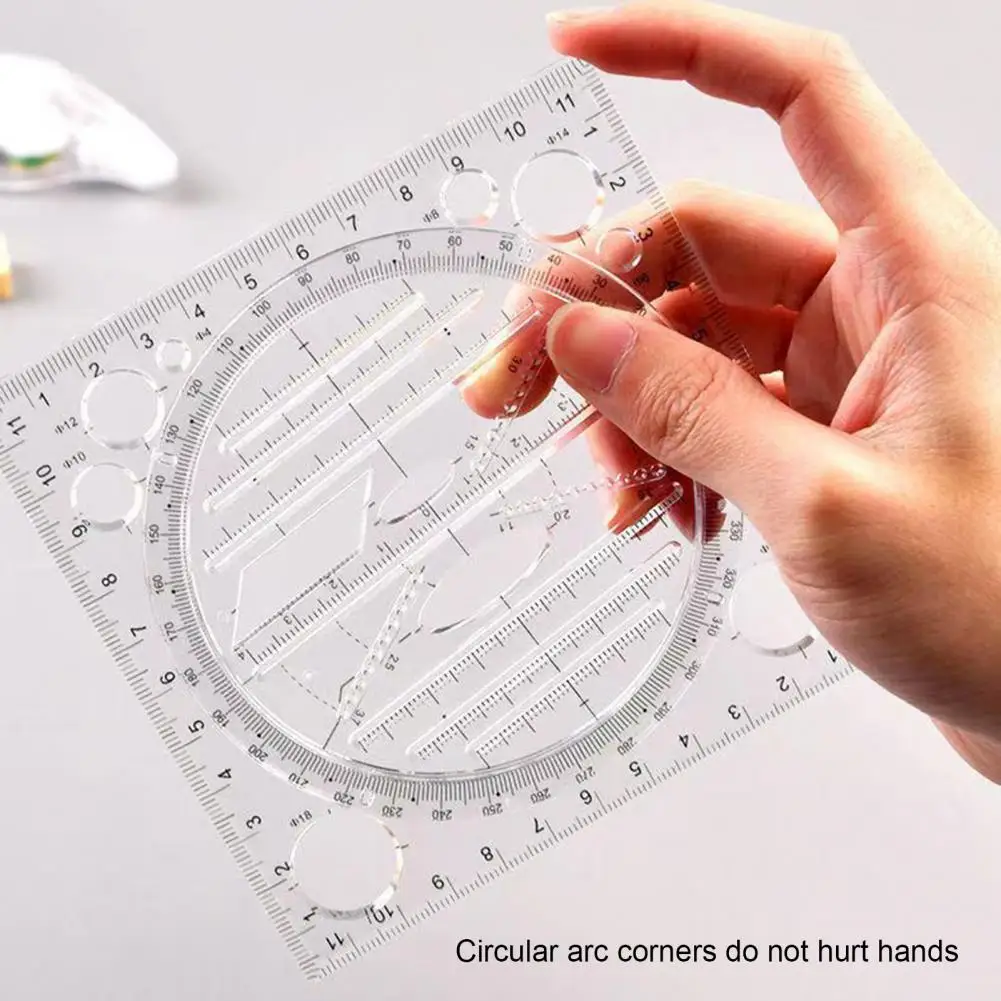 Precision Scale Measuring Ruler Round Corner Plastic Wide Application Geometric Ruler Drafting Tools