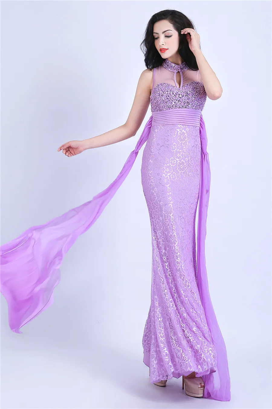 free shipping robe de soiree 2021 new fashion Cheap crystal paillette pearl champagne long pink purple red bridesmaid dresses