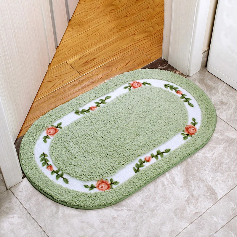 

Pastoral Style Floor Mat Non-slip Microfiber Bathroom Rug Home Entrance Door Mat Doormat Bedside Rug Soft Bath Carpet