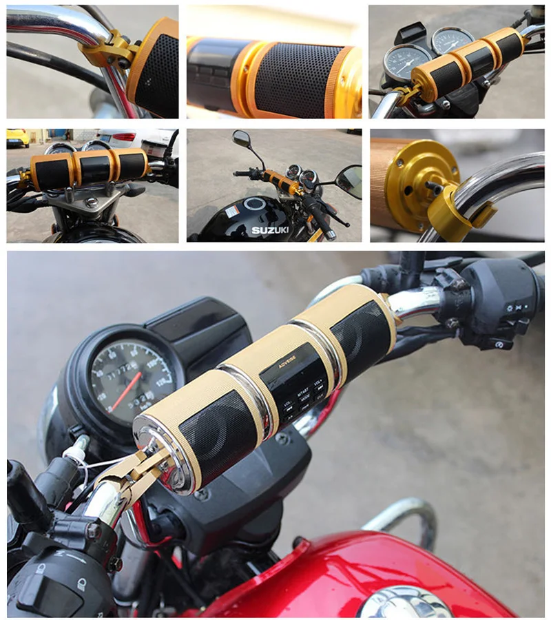 Motorcycle Audio FM Radio AUX USB TF Card Bluetooth-Compatible AUX In Display MP3 Music Player Waterproof MT487 Stereo Speaker