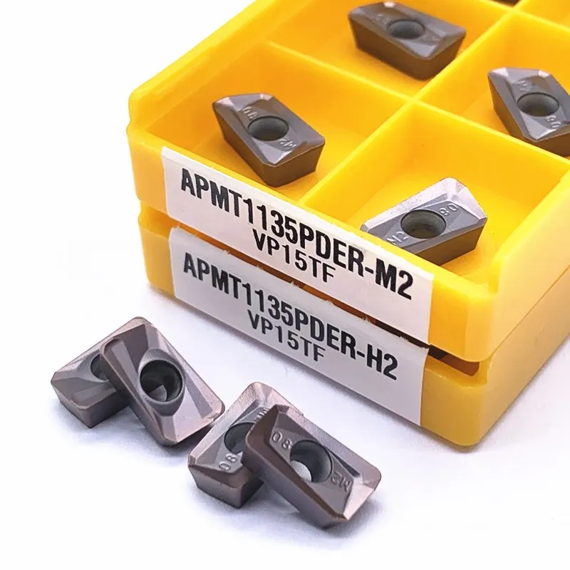 Imagem -02 - Carbide End Milling Tool Cnc Milling Insert Turning Insert Apmt1604 m2 Vp15tf Apmt1604 h2 Vp15tf Apmt1135 Apmt1604pder