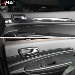 JHO Carbon Grain Inner Door Handle Panel Cover Trim For 2014-2019 Jeep Grand Cherokee 2017 2016 2015 2018 Limited WK2 Overland