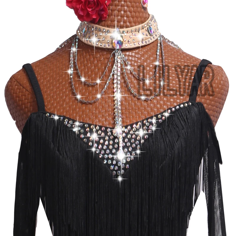 Latin Dance  Competition Dress Costumes Performing Dress Practice Skirt Customize Adult Kids Lady