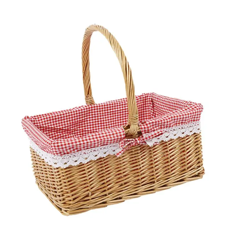 Basket Wicker Picnic Woven Storage Baskets Gift Wedding Willow Flower Rattan Hamper  Food Easter Country Candy Egg Bin Organizer