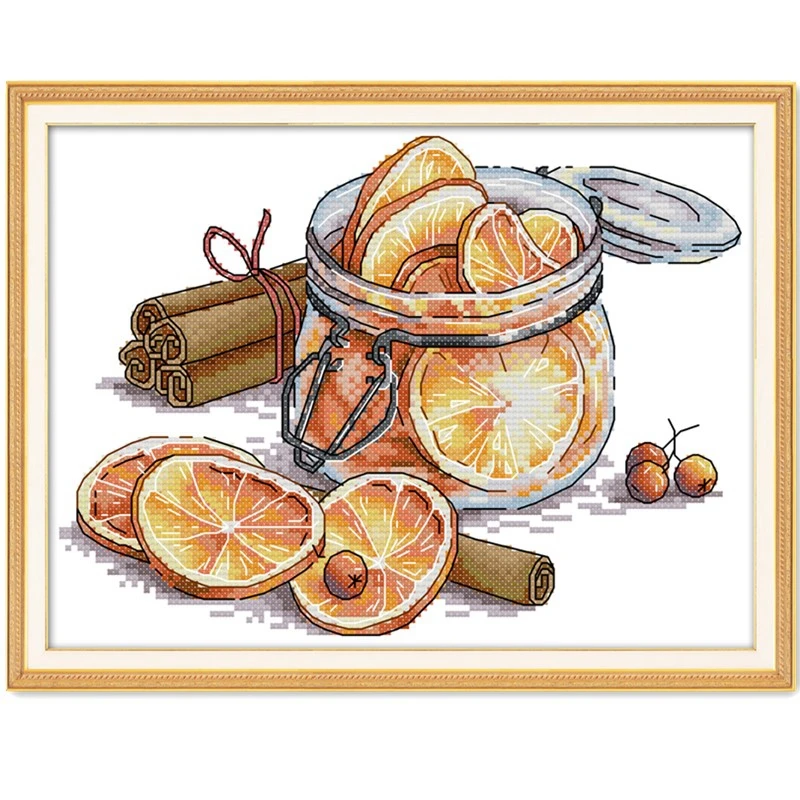 Lemon cross stitch kit aida 14ct 11ct count print canvas stitches embroidery DIY handmade