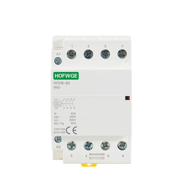 HCH8-63 40A Modular Contactor 4P 40A 4NO 4NC 2NO2NC  or 2NO2NC 220V Automatic Household Contactor Din Rail Type