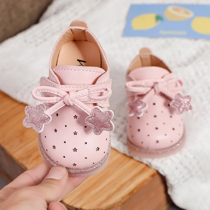 Dziecięce buty dziecięce wiosna jesień dziewczyny maluch niemowlę płaskie obuwie skórzane pojedyncze miękkie dno księżniczka trampki chaussure bebe