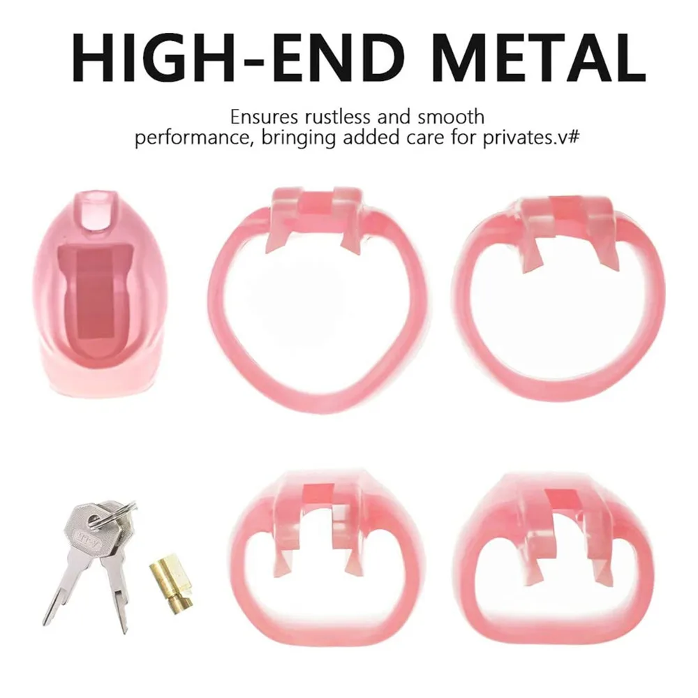 Pink Resin HT V4 Male Chastity Device with 4 Penis Ring Plastic Cock Cage Penis Bondage Fetish Chastity Belt Sex Toy For Men