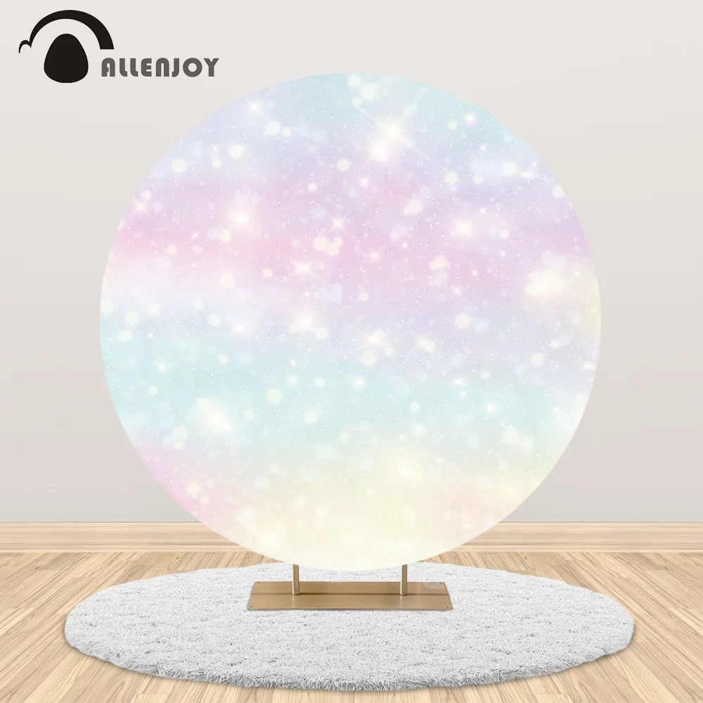 

Allenjoy Dreamy Glitter Circle round Backdrop cover Wedding Birthday Bridal Background photography Baby Photocall Wall Banner