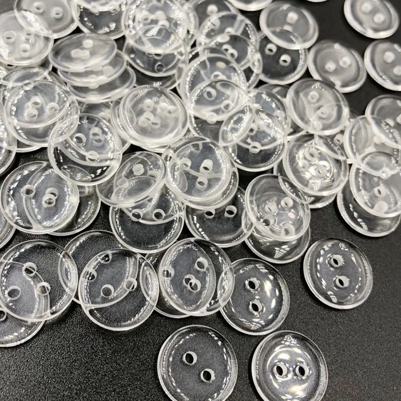 50/100pcs 15mm Mix Clear 2 Holes Button Sewing Craft Scrapbook Garment PT141