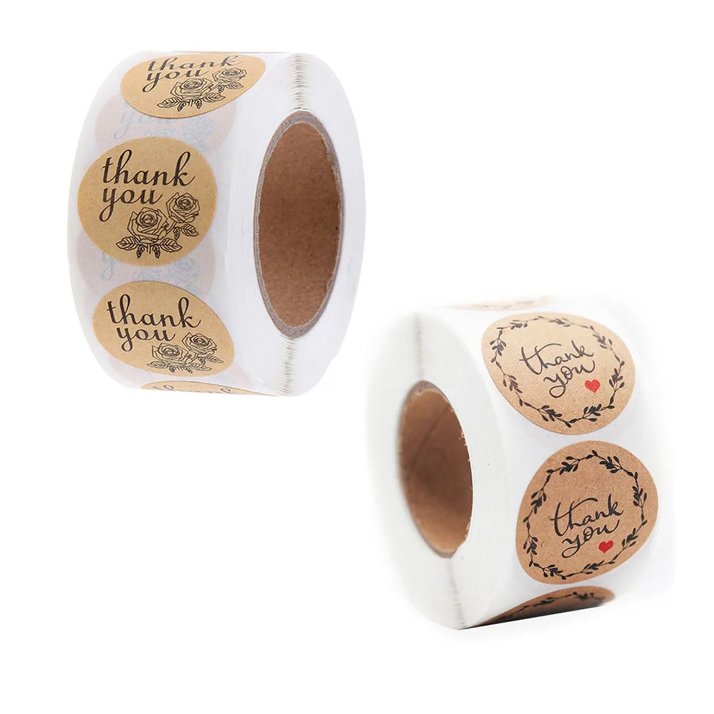 500pcs Thank You Round Sticker Kraft Paper for Baking Sealing Sticker Label DIY Scrapbooking Stationery Stickers