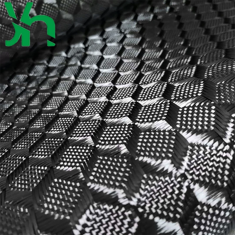 Patrón espacial tridimensional 3D de tela de fibra de carbono jacquard, adecuado para decoración de superficie de piezas automotrices, 3k240g