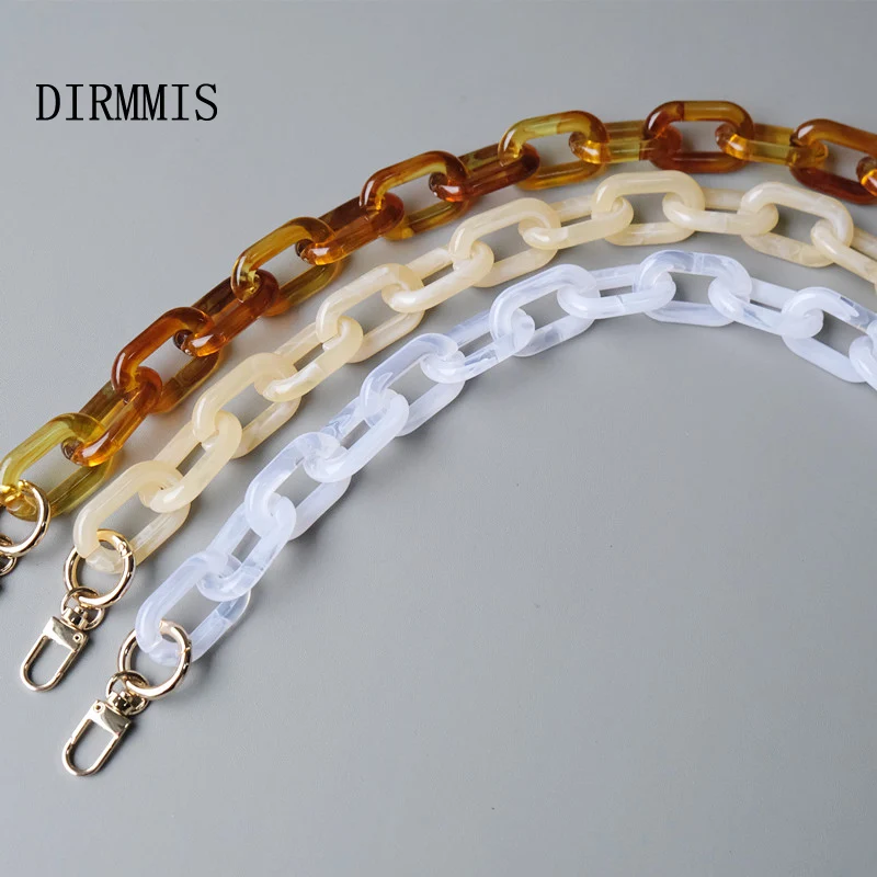 New Fashion Woman Handbag Accessory Chain Detachable Replacement White Beige Amber Strap Women Shoulder DIY Resin Bag Cute Chain